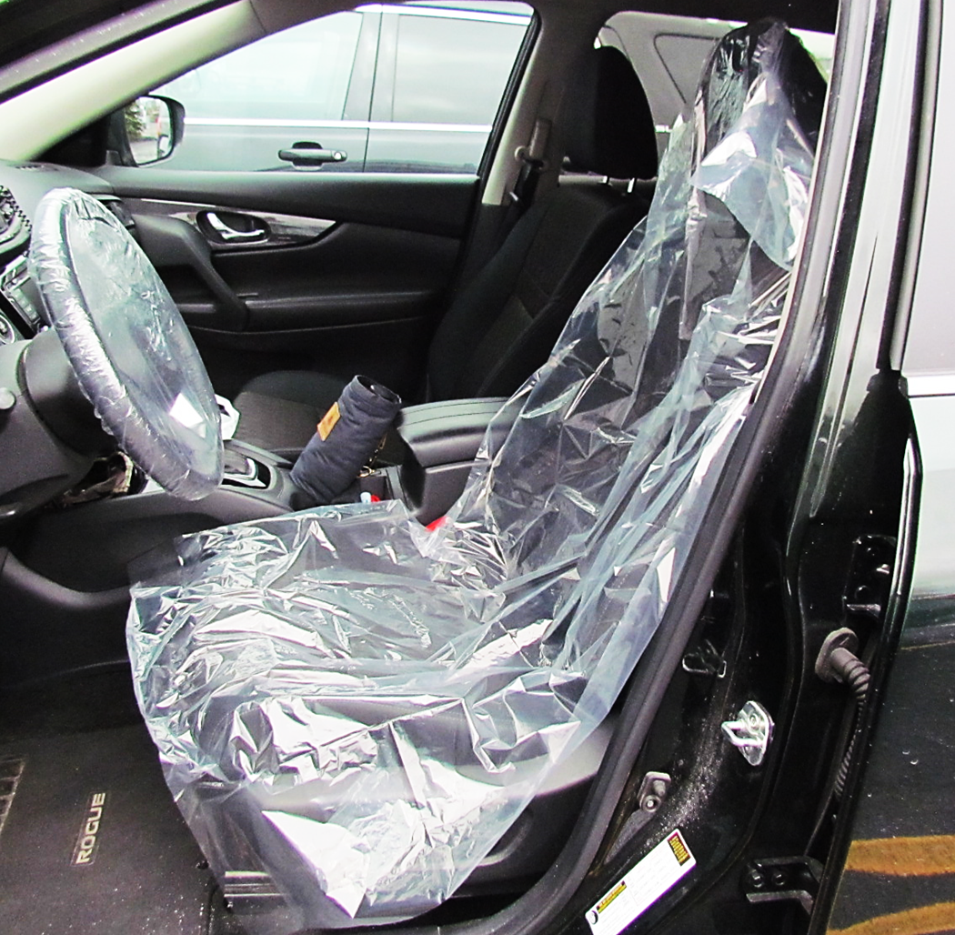 PS105 Plasdent Clear Protection® Disposable Poly Automotive Seat Barrier Covers  (33`w x 54`L)